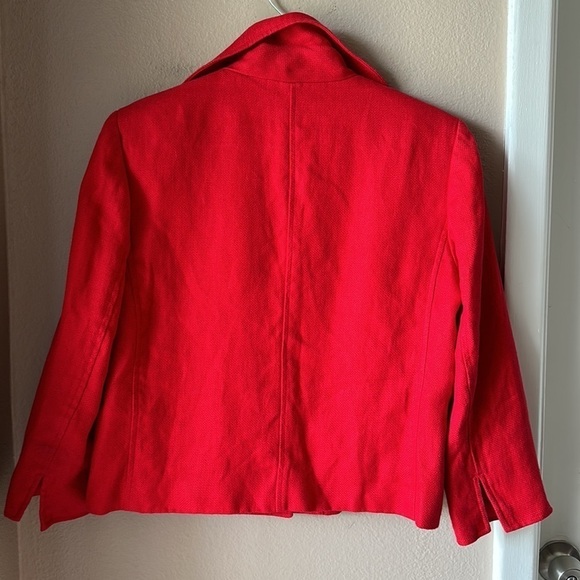LAUREN RALPH LAUREN Red Linen 3/4 Sleeve Cropped Nautical Jacket - Picture 7 of 8